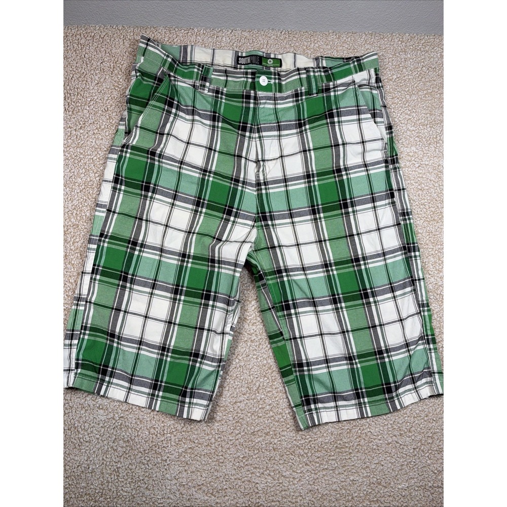 Southpole Y2K 2000s Shorts Men's Green Plaid 14" Inseam 40" Waist